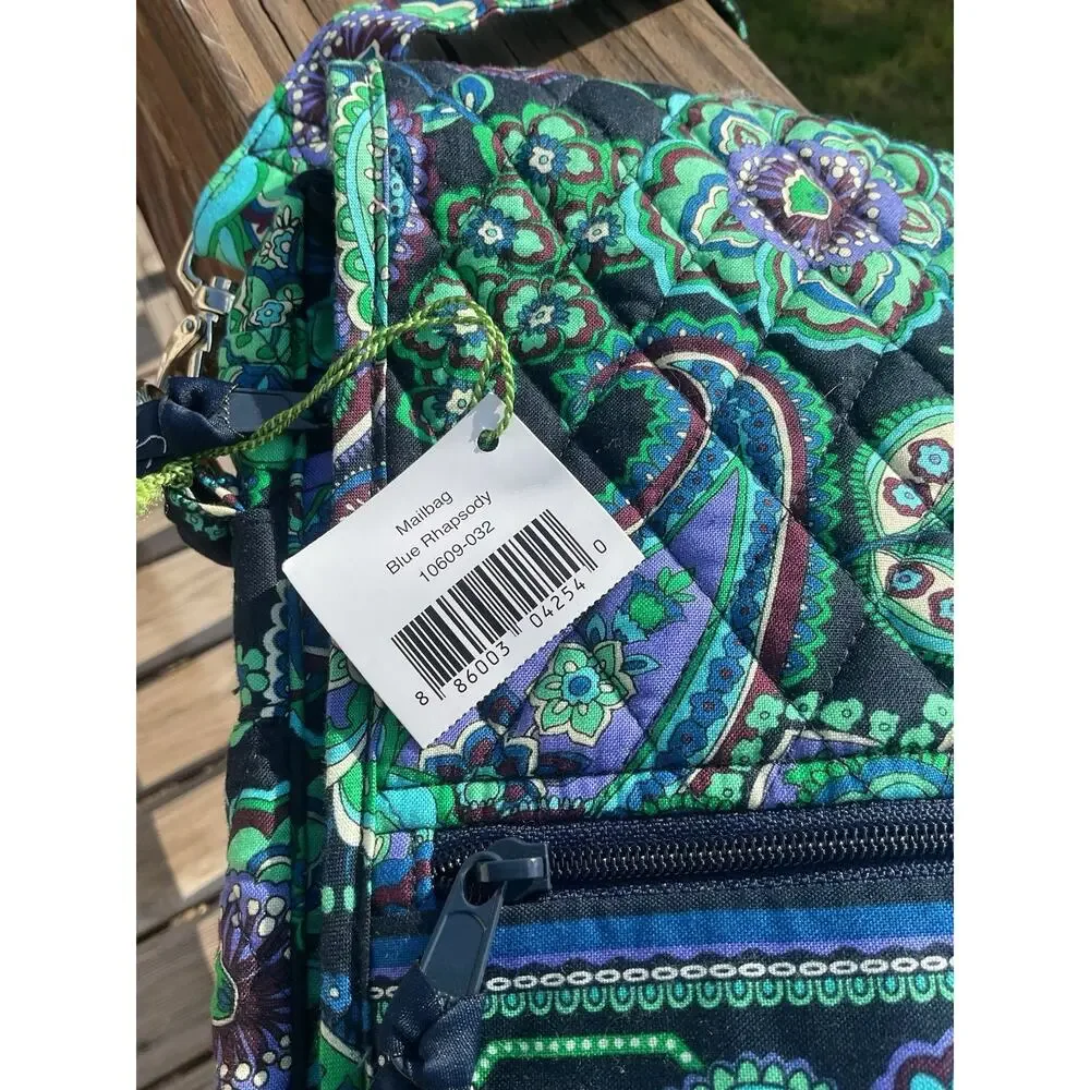 Vera Bradley Bag Blue Rhapsody Mailbag Crossbody Purse Floral Handbag NEW